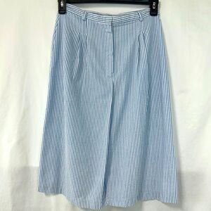 FAYS CLOSET VTG 80s Blue White Striped Seersucker Midi Skirt Women 13/14 Coastal